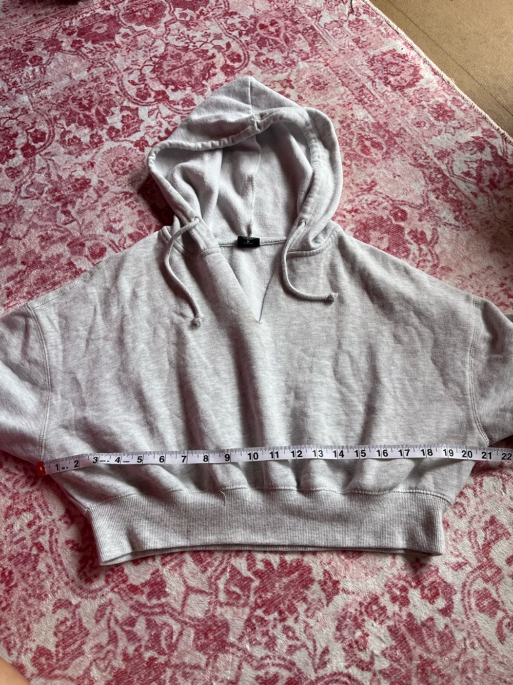 PacSun Light Gray Cropped V-Neck Hoodie - Picture 4 of 7